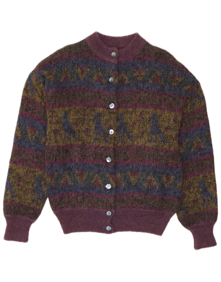 Vintage Damen Cardigan Pullover UK 14 Medium Mehrfarbig Geometrisch