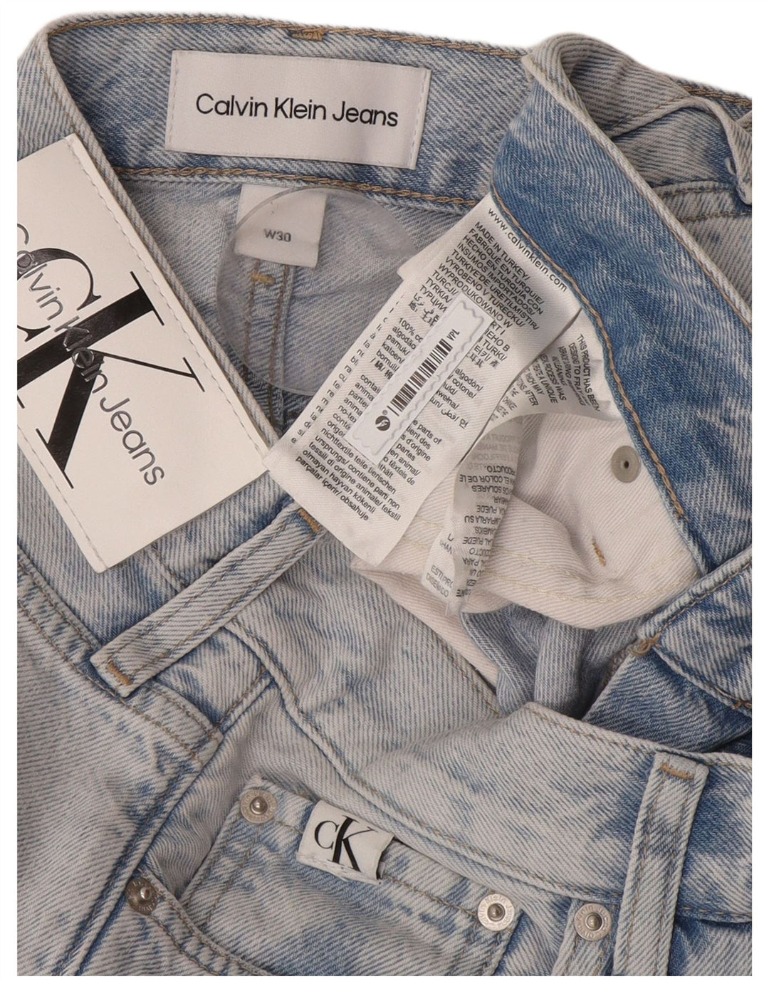 Calvin Klein Herren Distressed Slim Jeans W30 L33 Blaue Baumwolle