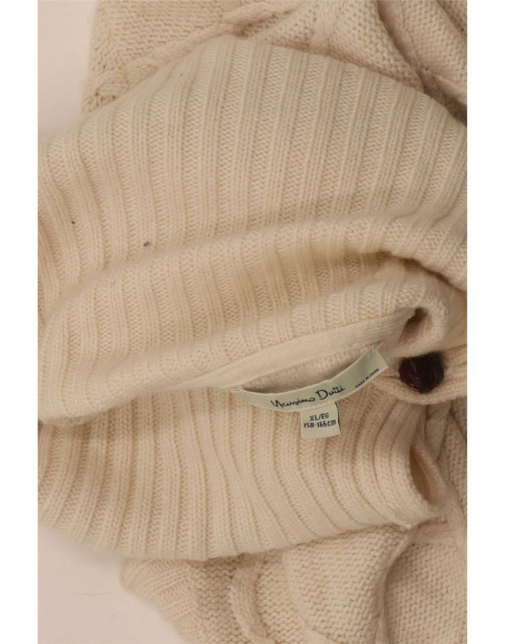 Massimo Dutti Damen Poncho-Pullover mit Rollkragen, UK 18, XL, Weiß