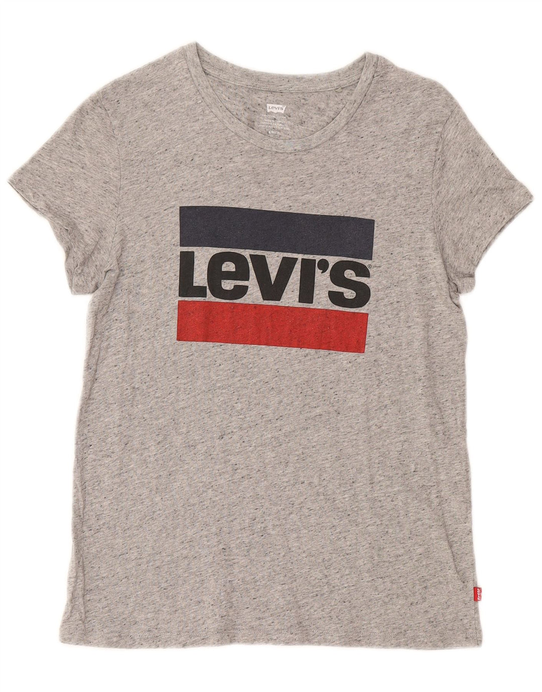 LEVI'S Womens Graphic T-Shirt Top UK 10 Small Grey Flecked
