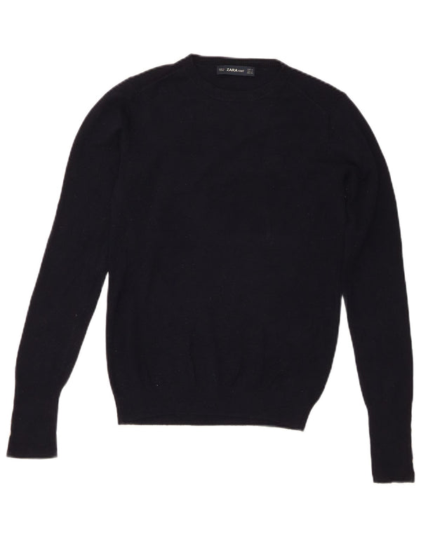 Zara Damen-Pullover mit Rundhalsausschnitt, UK 10, Größe S, Marineblau, Viskose
