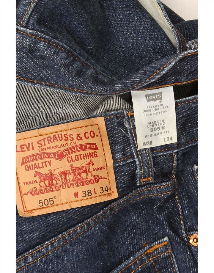Levi's Herren 505 Regular Fit Straight Jeans W38 L34 Marineblaue Baumwolle