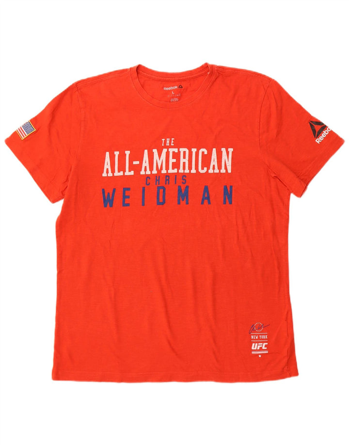 REEBOK Herren Grafik-T-Shirt Top Large Orange Baumwolle