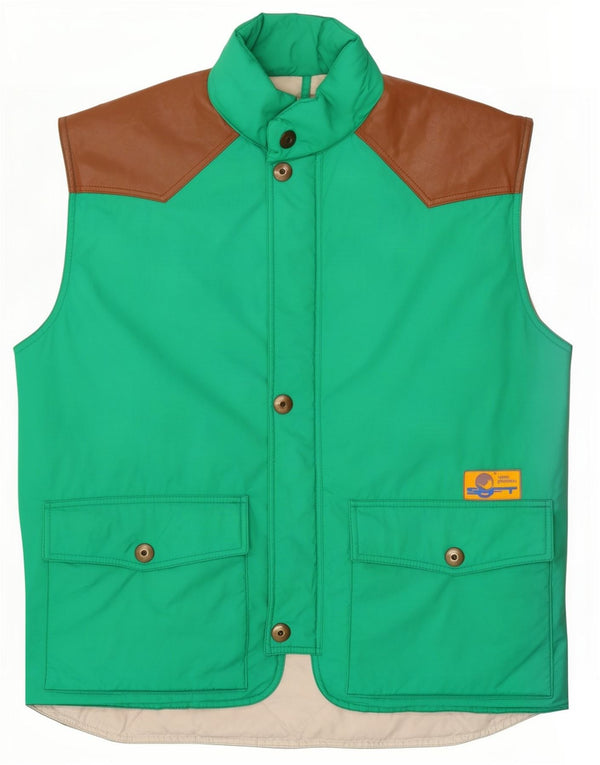 Vintage Herren Wattierte Weste UK 40 Großes grünes Colourblock-Polyamid