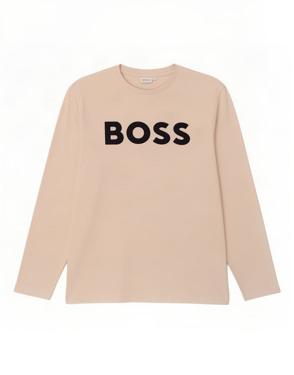 Hugo Boss Jungen-Top mit Grafik, langärmelig, 13–14 Jahre, Größe S, weiße Baumwolle