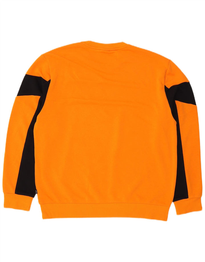 Puma Herren Grafik-Sweatshirt-Pullover, groß, orangefarbene Blockfarben-Baumwolle