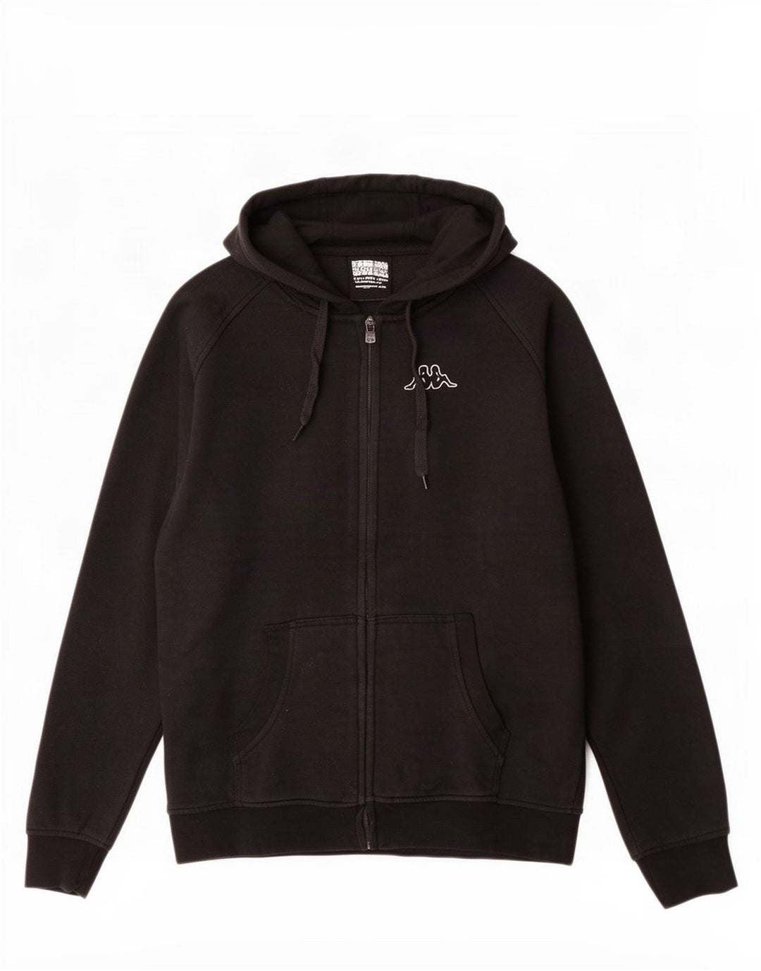 Kappa Herren-Kapuzenpullover mit Reißverschluss, mittelschwarz, Baumwolle