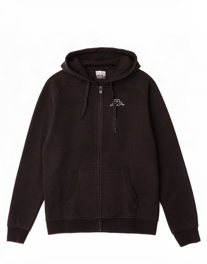 Kappa Herren-Kapuzenpullover mit Reißverschluss, mittelschwarz, Baumwolle