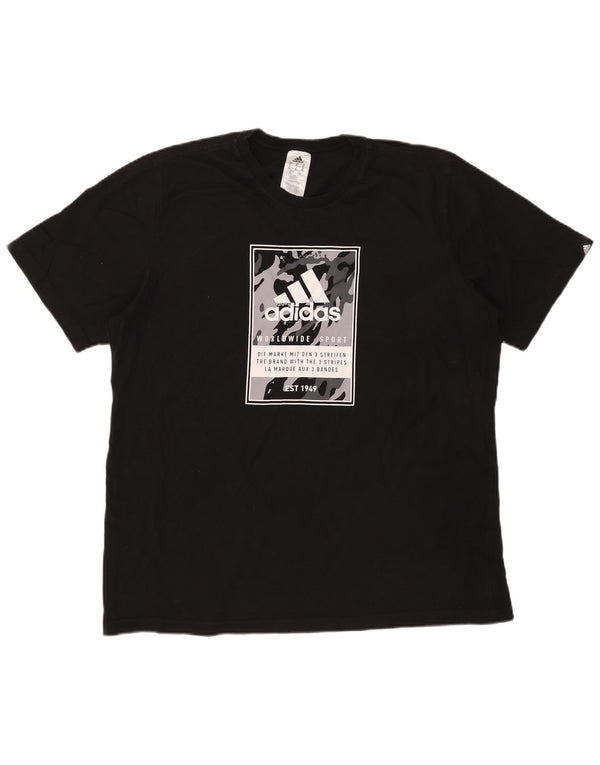 Adidas Herren Grafik T-Shirt Top XL Schwarz Baumwolle
