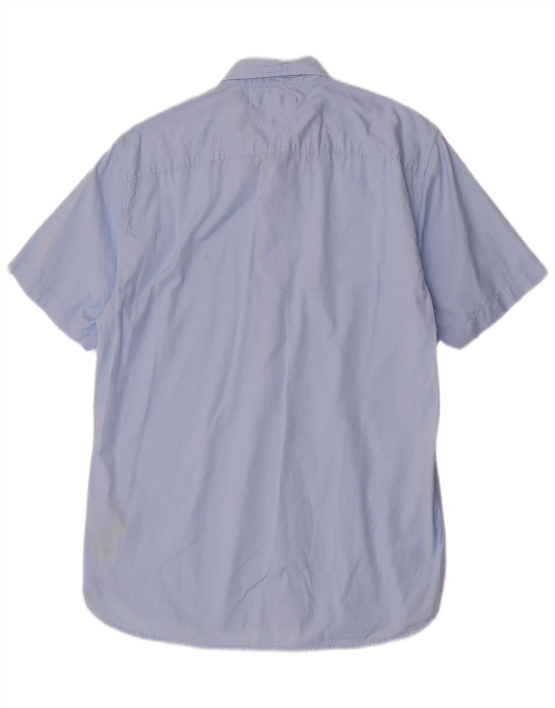 Tommy Hilfiger Herren-Hemd, kurzärmelig, normale Passform, mittelblaue Baumwolle