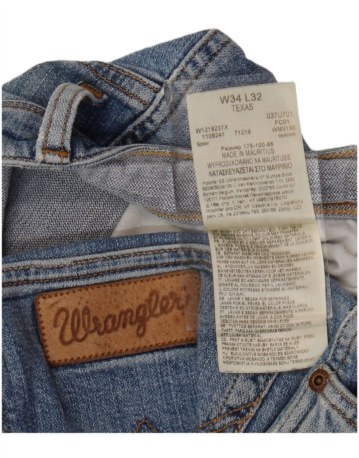WRANGLER Herren Texas Straight Jeans W34 L32 Blaue Baumwolle
