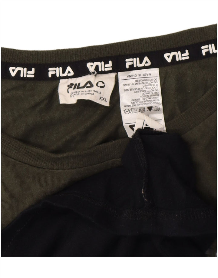 Fila Herren T-Shirt Top 2XL Schwarz Colourblock Baumwolle