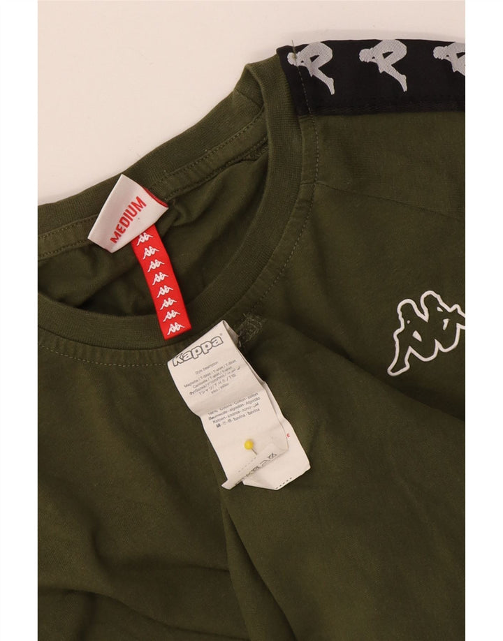 Kappa Herren Grafik-T-Shirt-Oberteil aus mittelgrüner Colourblock-Baumwolle