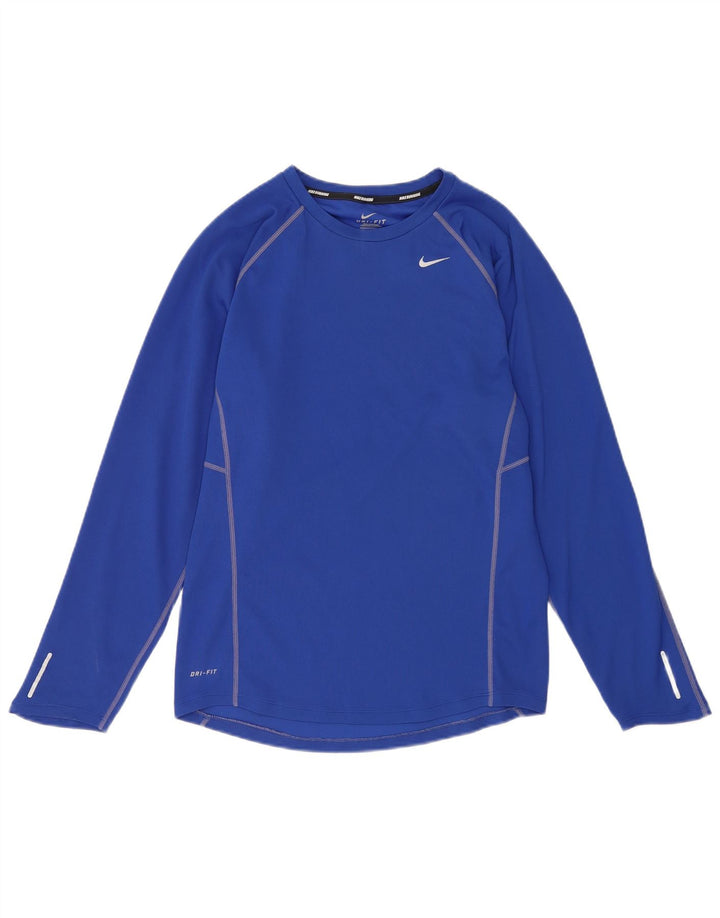 NIKE Herren Dri Fit Top Langarm Klein Blau Polyester