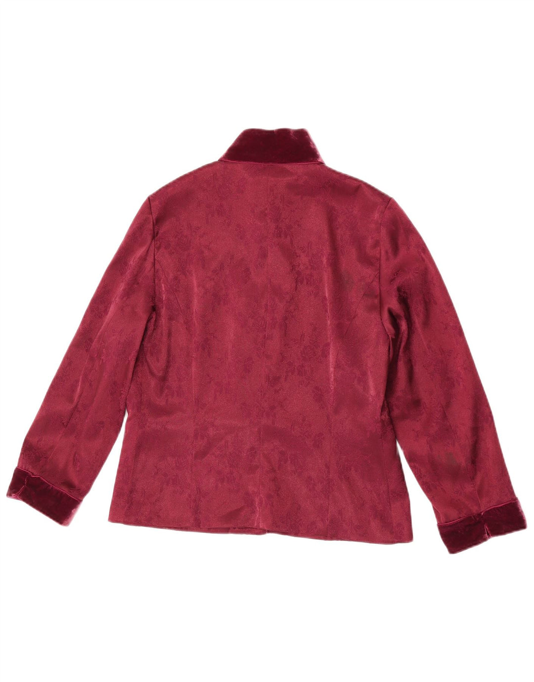 Blunauta Damen-Blazer mit 3 Knöpfen, übergroß, Größe 38, XS, Burgunderrot mit Blumenmuster