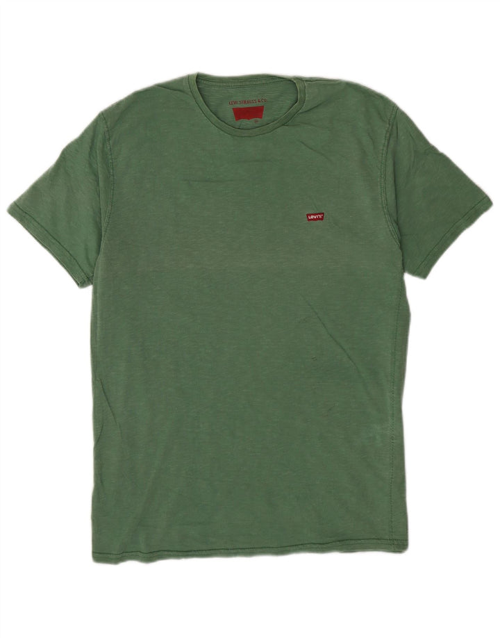 Levi's Herren-T-Shirt-Oberteil aus mittelgrün gefleckter Baumwolle