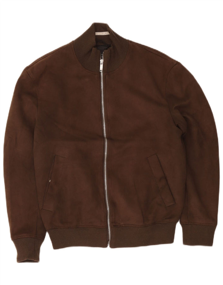 Zara Herren Bomberjacke UK 38 Mittelbraunes Polyester