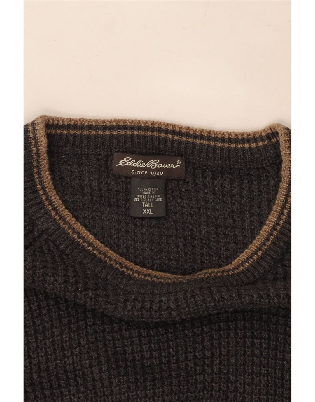 EDDIE BAUER Herren-Pullover mit Rundhalsausschnitt, groß, 2XL, graue Baumwolle