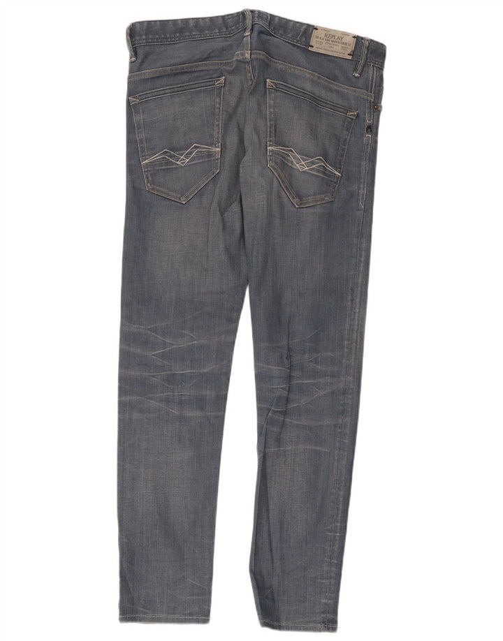 Replay Herren Slim Jeans W33 L32 Blaue Baumwolle