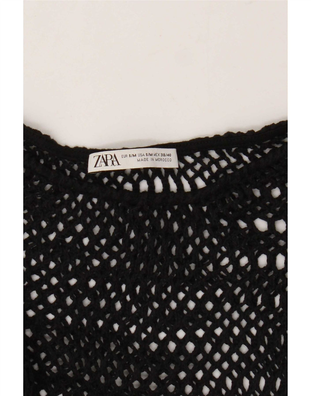 Zara Häkel-Top für Damen, durchsichtig, UK 10, Größe S, Schwarz