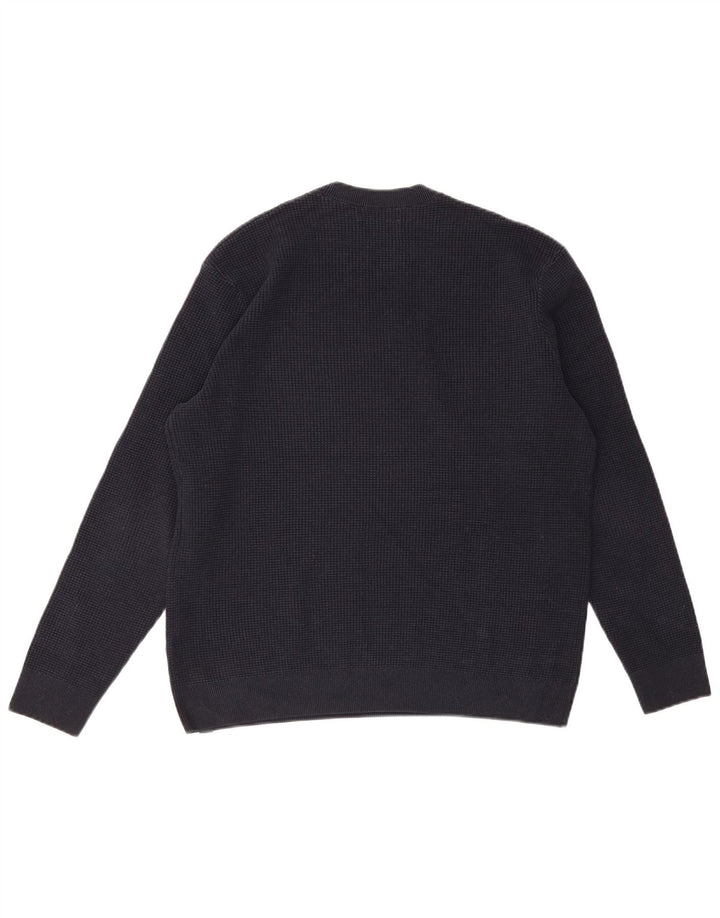 MARKS & SPENCER Herren-Pullover mit Rundhalsausschnitt, groß, marineblaue Baumwolle