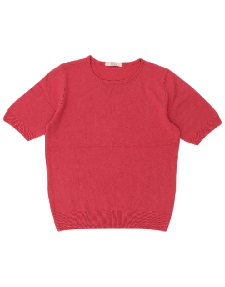 MARKS & SPENCER Damen Crop Pullover mit Rundhalsausschnitt, UK 10, Größe S, Rosa
