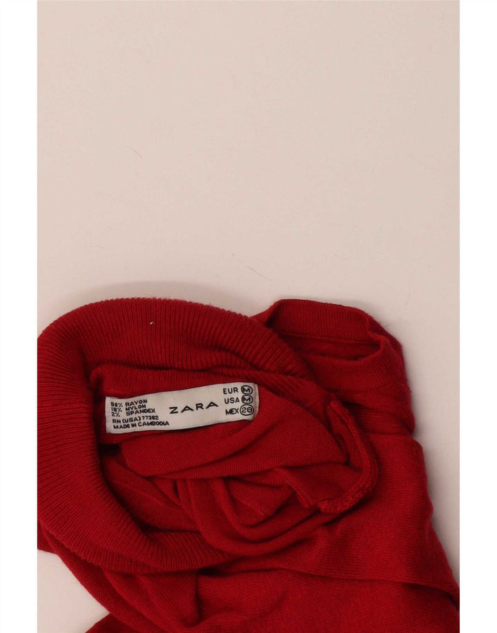 Zara Damen Weste Tank Top UK 12 Medium Red Rayon