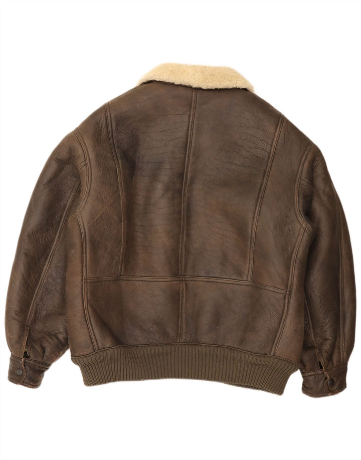 Vintage Herren Bomber Shearling Jacke UK 36 Small Brown