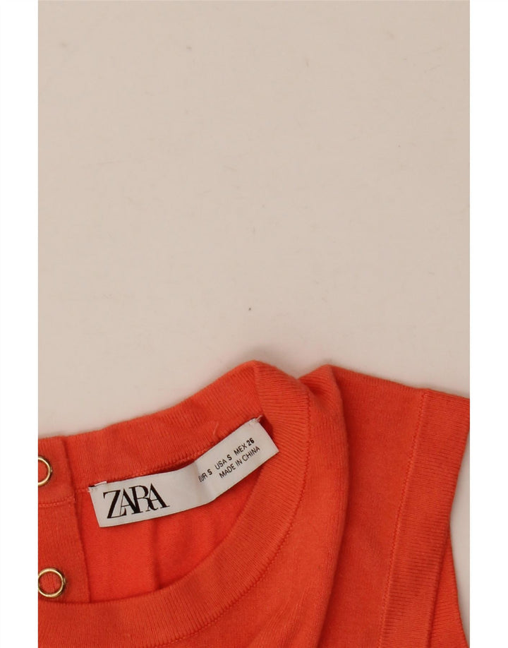 Zara Damen Weste Tank Top UK 10 Small Orange