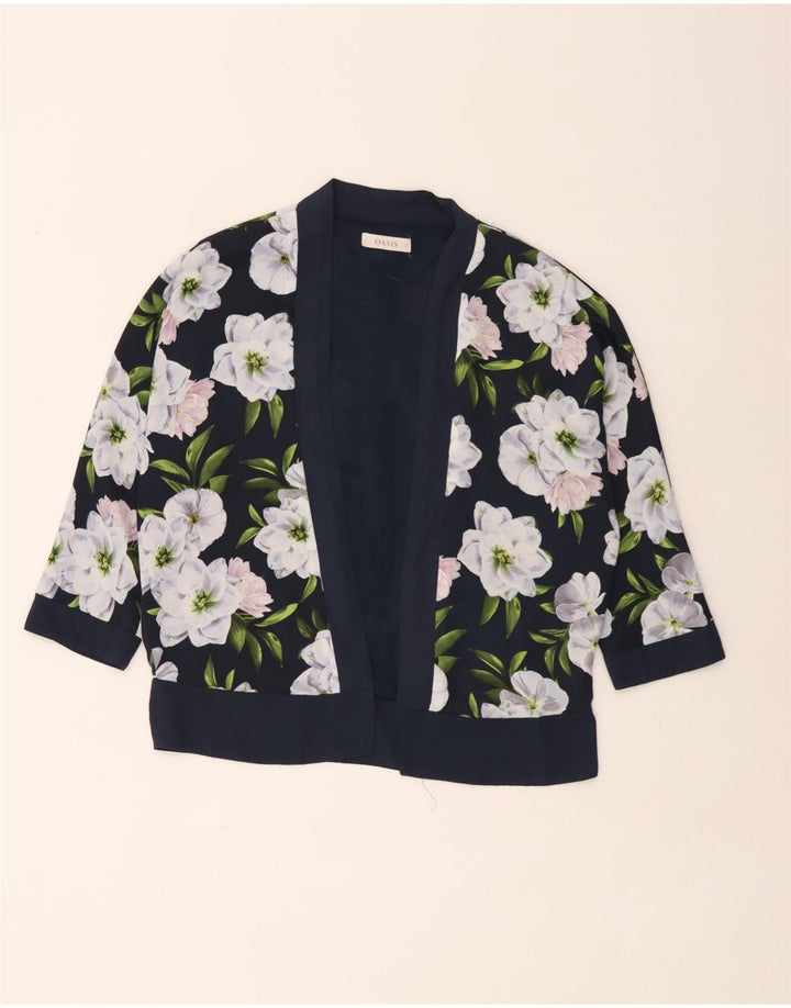 Oasis Damen-Strickjacke in Übergröße, Gr. 40, mittelgroß, Marineblau mit Blumenmuster