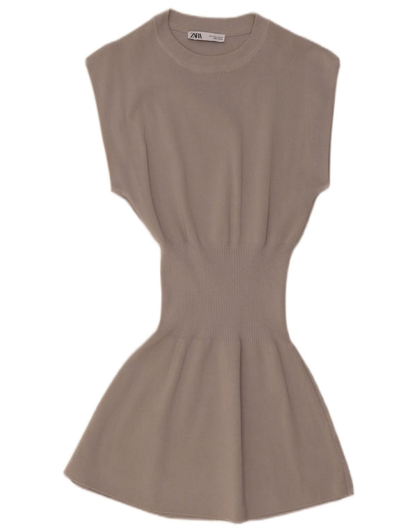 ZARA Womens Jumper Dress UK 8 Small Grey
