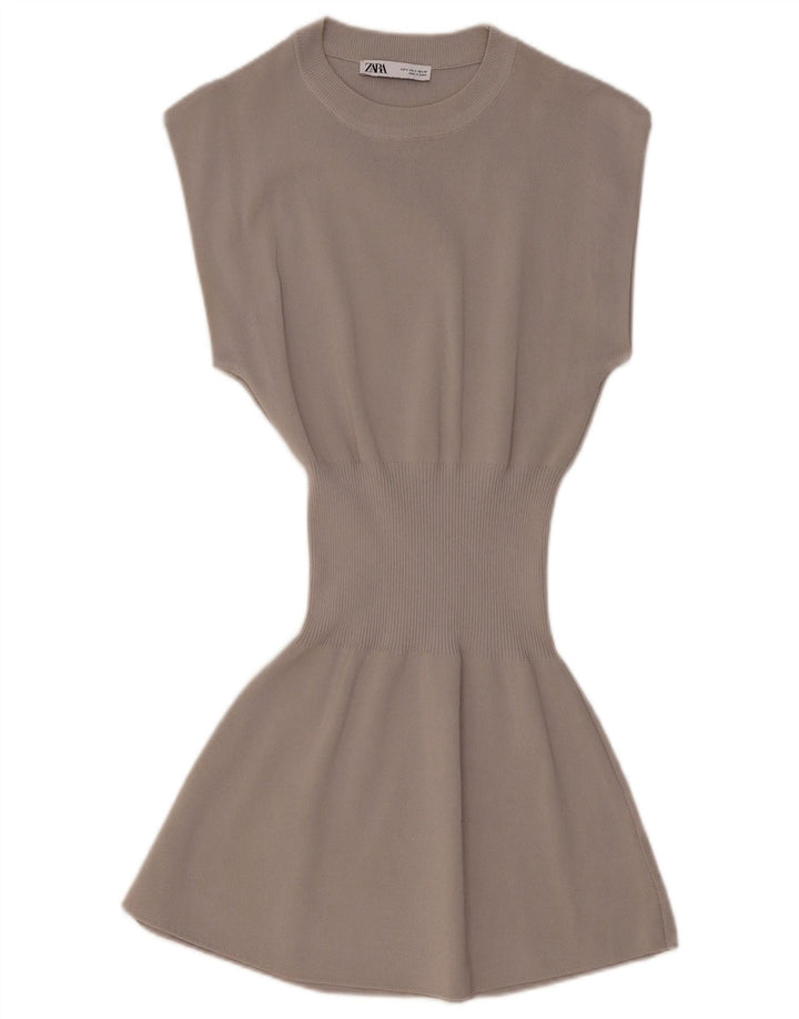 ZARA Damen Pulloverkleid UK 8 Small Grau