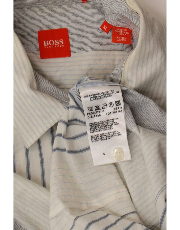 Hugo Boss Herrenhemd XL blau gestreift aus Baumwolle