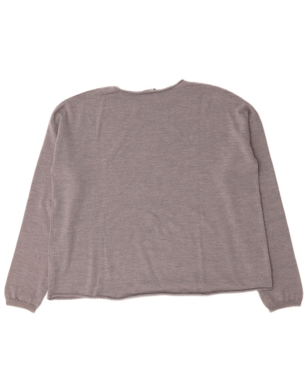 Aspesi Damen-Pullover mit U-Boot-Ausschnitt, UK 16, Größe L, graue Wolle