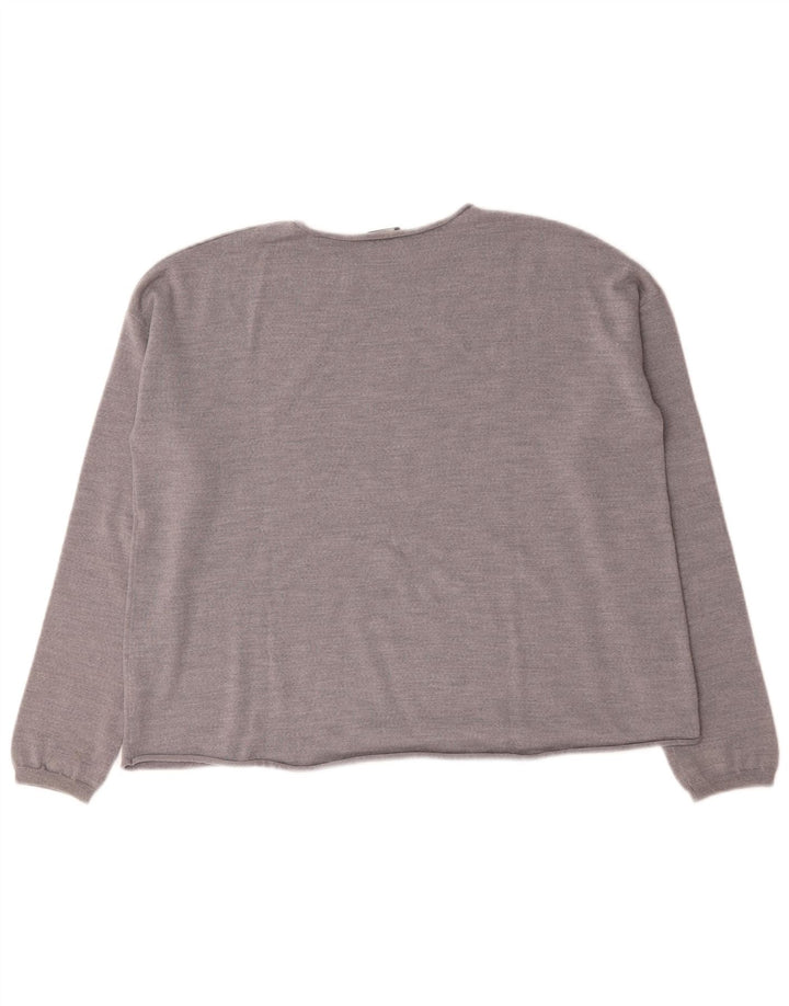 Aspesi Damen-Pullover mit U-Boot-Ausschnitt, UK 16, Größe L, graue Wolle