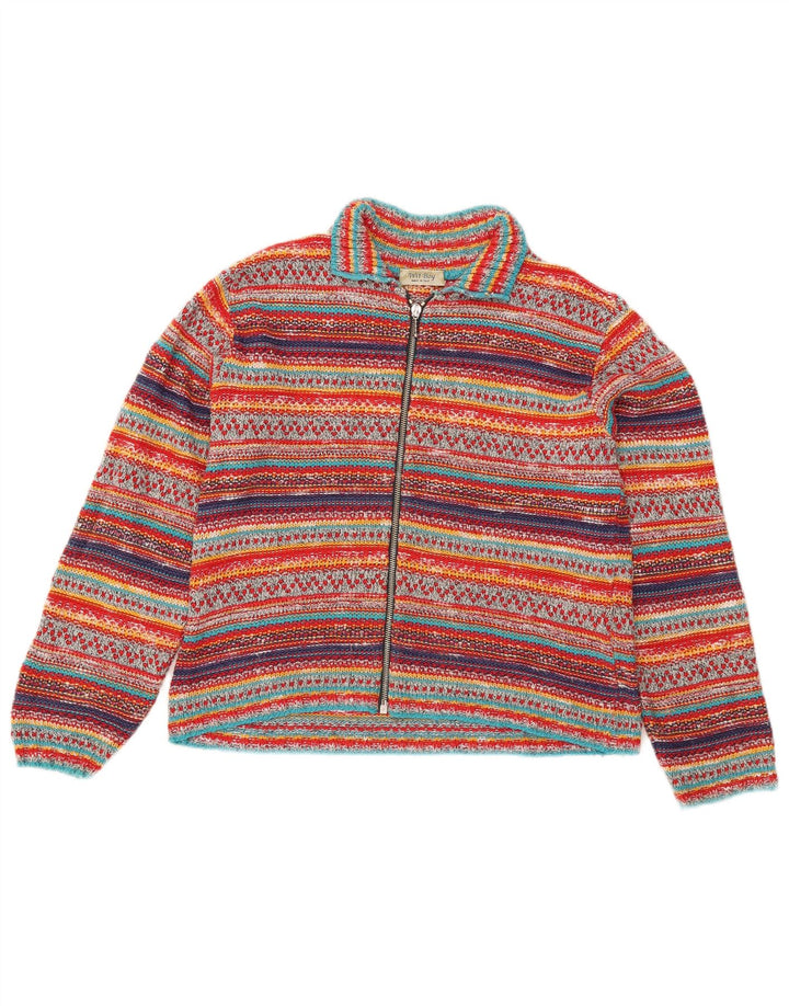 Wit Boy Damen Crop Cardigan Pullover UK 12 Medium Mehrfarbig gestreift