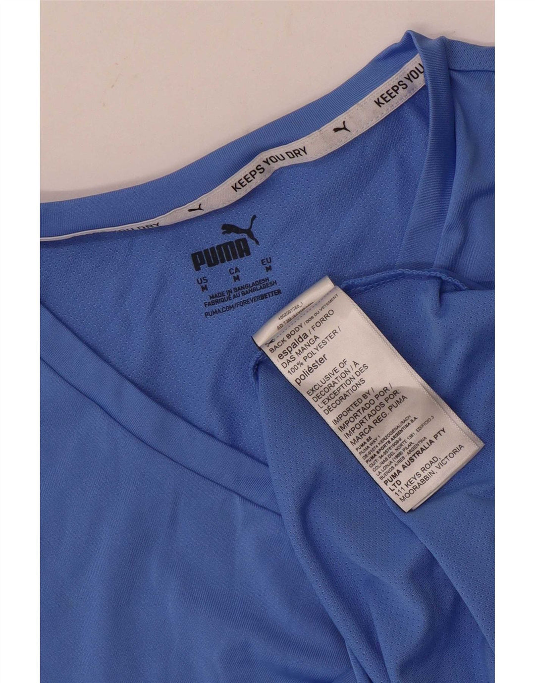 Puma Damen T-Shirt Top UK 12 Mittelblaues Polyester