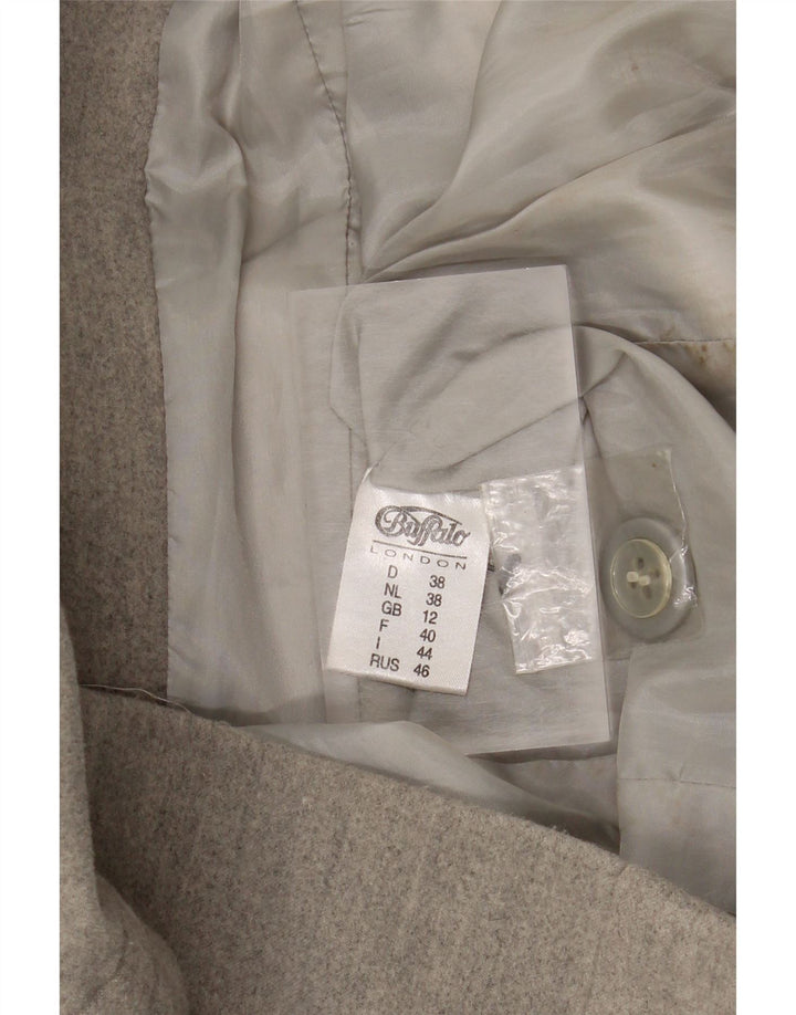 BUFFALO Womens Military Overcoat UK 12 Medium Grey Polyester