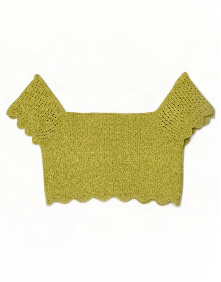 Zara Damen Strick-Crop-Top UK 8 Small Grün