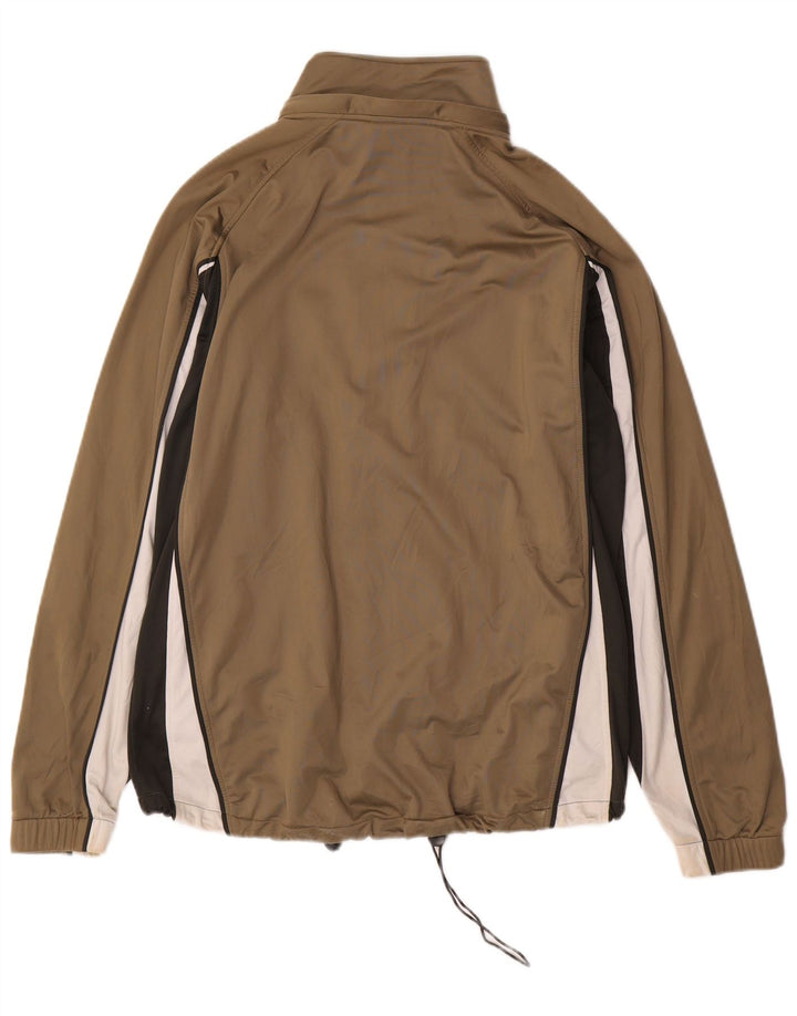 Asics Herren-Trainingsanzug-Top-Jacke, mittelgroßes Khaki-Farbblock-Polyester