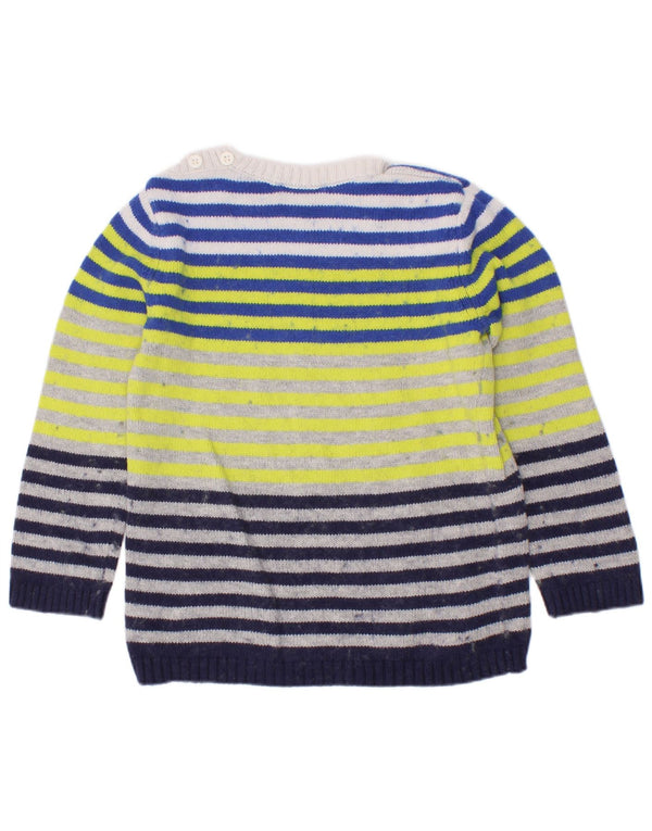 Benetton Jungen-Pullover mit U-Boot-Ausschnitt, 3–4 Jahre, mehrfarbig gestreift