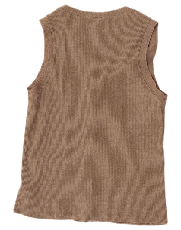 Ärmelloser Damen-Cardigan von Zara, Gr. 10, Small, Beige, Acryl