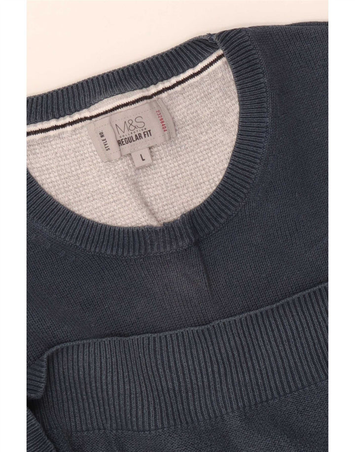 Marks & Spencer Herren-Pullover, reguläre Passform, Rundhalsausschnitt, Größe L, Marineblau