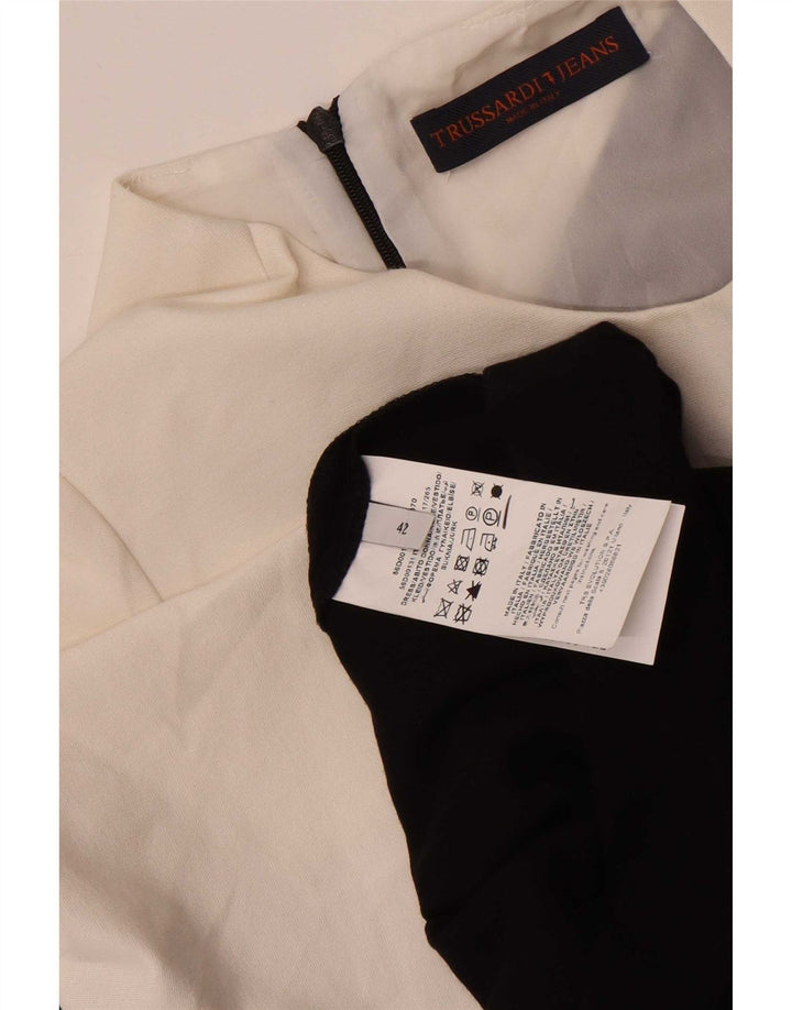 Trussardi Damen Etuikleid IT 42 Mittelschwarze Colourblock-Viskose