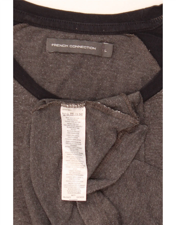 FRENCH CONNECTION Herren T-Shirt Top Large Grau Colourblock Baumwolle