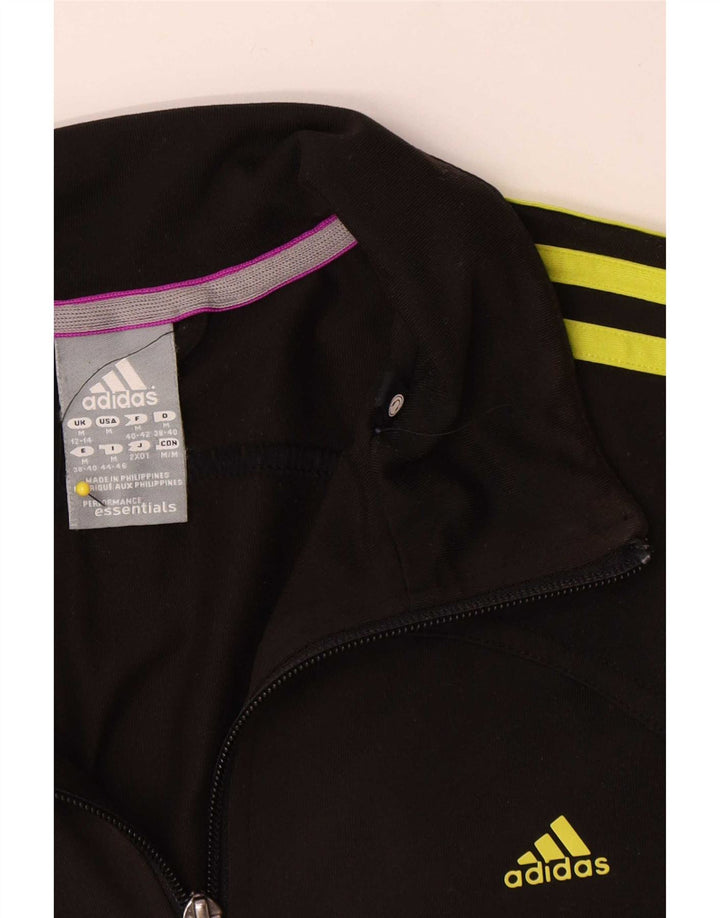 Adidas Damen Trainingsanzug Top Jacke UK 12/14 Medium Schwarz Polyester