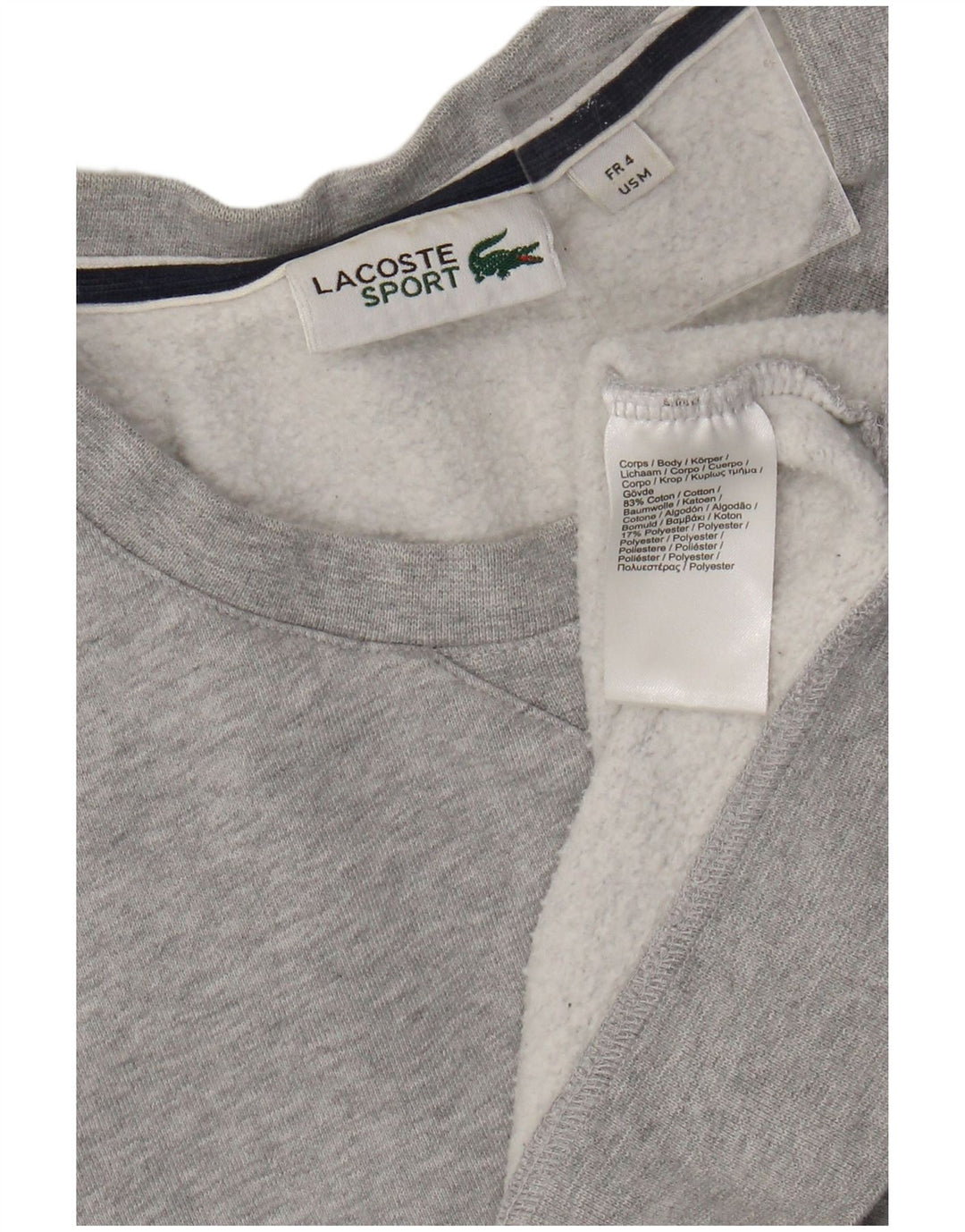 Lacoste Herren-Sweatshirt-Pullover, Größe 4, mittelgrau gefleckte Baumwolle