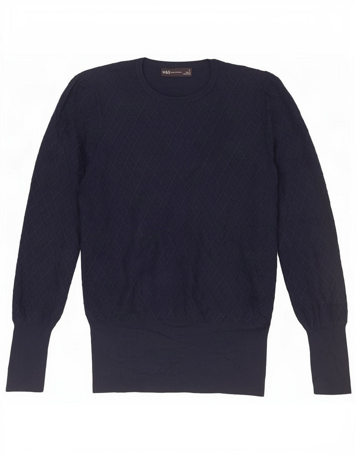 Marks & Spencer Damen-Pullover mit Rundhalsausschnitt, Gr. 12, mittleres Marineblau