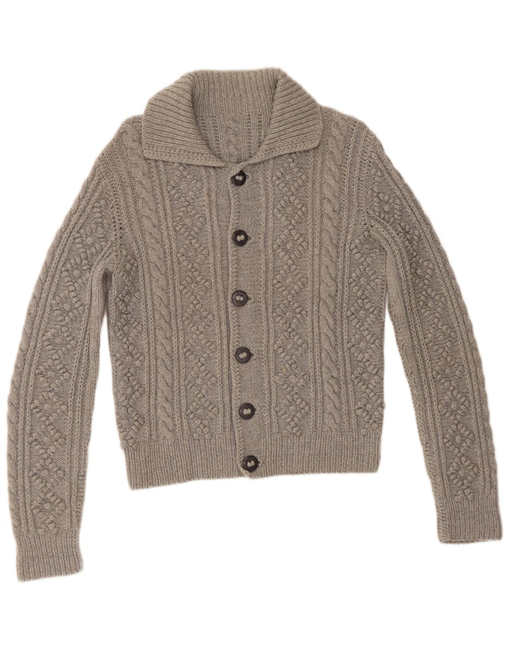 Vintage Damen Cardigan Pullover UK 12 Mittelgrau