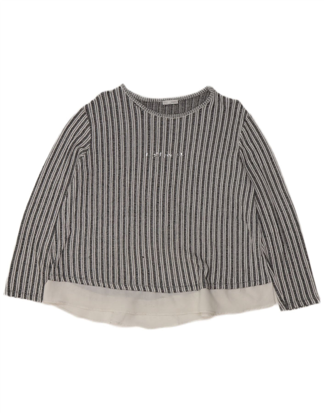 Zara Damen Langarm-Blusenoberteil UK 16 Large Schwarz gestreift